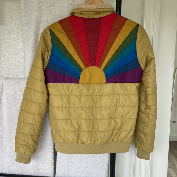 Authentic, handmade, Aviator Nation sunburst jacket, khaki color